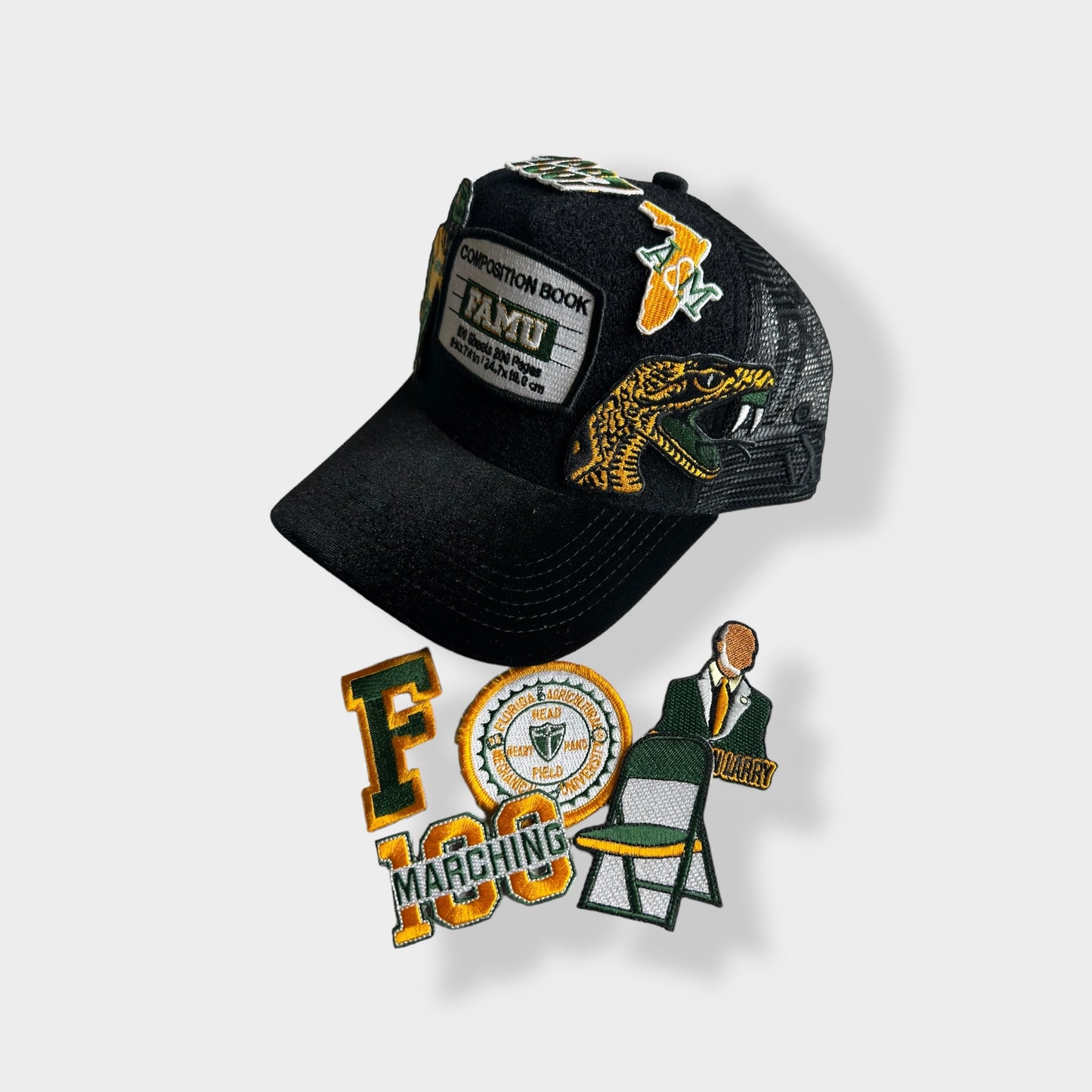 Simple FAMU Trucker Hat with Removable Patches